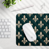 Fleur de Lis Pattern, Royal Franse crème op groen Muismat