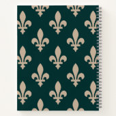 Fleur de Lis Pattern, Royal Franse crème op groen Notitieboek (Achterkant)