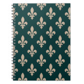 Fleur de Lis Pattern, Royal Franse crème op groen Notitieboek (Voorkant)