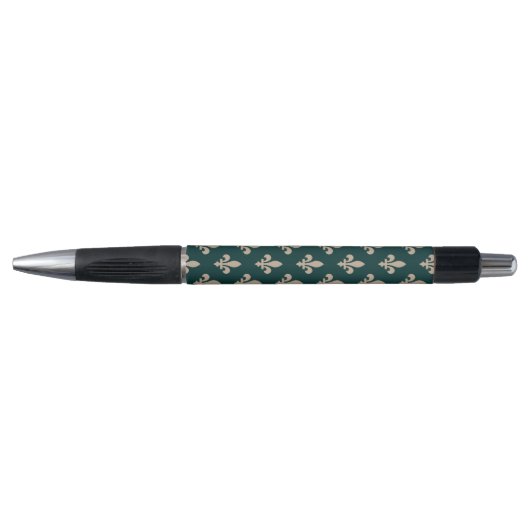 Fleur de Lis Pattern, Royal Franse crème op groen Pen (Voorkant)