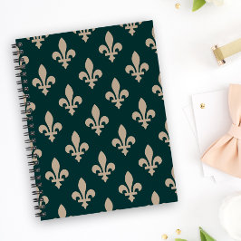Fleur de Lis Pattern, Royal Franse crème op groen Planner