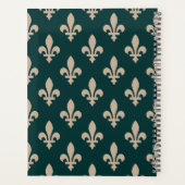 Fleur de Lis Pattern, Royal Franse crème op groen Planner (Achterkant)