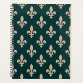 Fleur de Lis Pattern, Royal Franse crème op groen Planner (Voorkant)