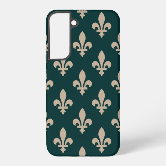 Fleur de Lis Pattern, Royal Franse crème op groen Samsung Galaxy Hoesje (Achterkant)