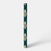Fleur de Lis Pattern, Royal Franse crème op groen Samsung Galaxy Hoesje (Linkerkant)