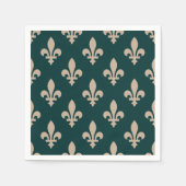 Fleur de Lis Pattern, Royal Franse crème op groen Servet (Voorkant)