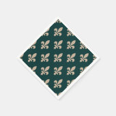 Fleur de Lis Pattern, Royal Franse crème op groen Servet (Hoek)