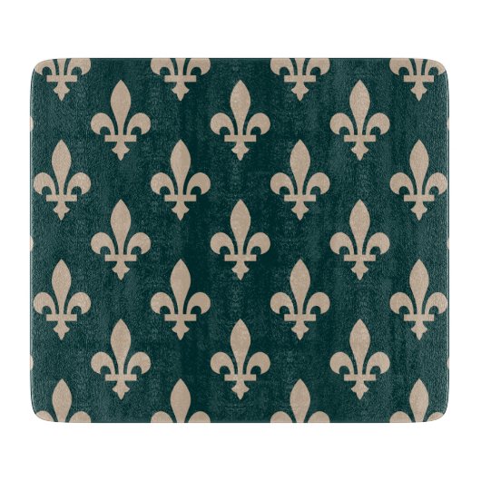 Fleur de Lis Pattern, Royal Franse crème op groen Snijplank (Voorkant)