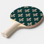Fleur de Lis Pattern, Royal Franse crème op groen Tafeltennisbatje (Voorkant Gekanteld)