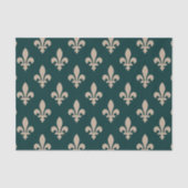 Fleur de Lis Pattern, Royal Franse crème op groen Tissuepapier (Voorkant)