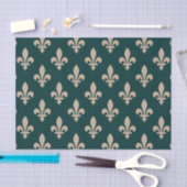 Fleur de Lis Pattern, Royal Franse crème op groen Tissuepapier (Craft)