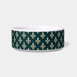 Fleur de Lis Pattern, Royal Franse crème op groen Voerbakje