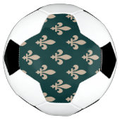 Fleur de Lis Pattern, Royal Franse crème op groen Voetbal (Gedraaid)