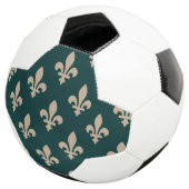 Fleur de Lis Pattern, Royal Franse crème op groen Voetbal (Drie kwart)