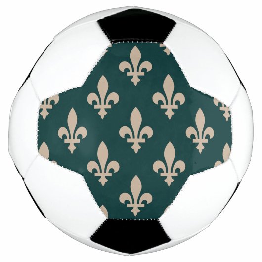 Fleur de Lis Pattern, Royal Franse crème op groen Voetbal (Voorkant)