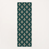 Fleur de Lis Pattern, Royal Franse crème op groen Yogamat (Voorkant)