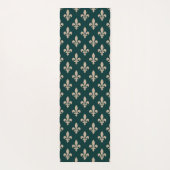 Fleur de Lis Pattern, Royal Franse crème op groen Yogamat (Achterkant)
