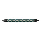 Fleur de Lis Pattern, Royal Franse crème op groen Zwarte Inkt Pen (Voorkant)
