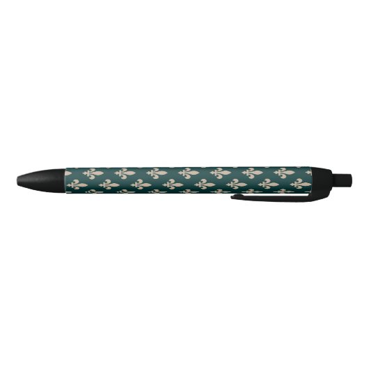 Fleur de Lis Pattern, Royal Franse crème op groen Zwarte Inkt Pen (Bodem)