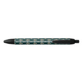 Fleur de Lis Pattern, Royal Franse crème op groen Zwarte Inkt Pen (Achterkant)