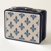 Fleur de Lis Pattern, Royal French Blue op Crème (Achterkant)