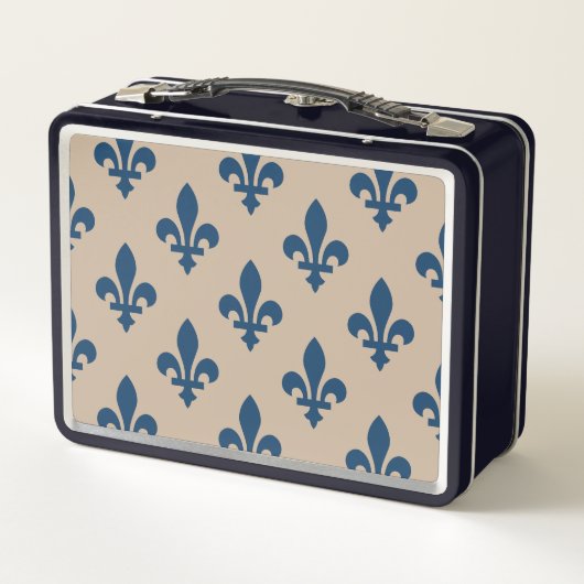 Fleur de Lis Pattern, Royal French Blue op Crème (Achterkant)