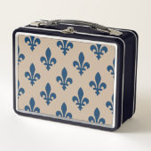 Fleur de Lis Pattern, Royal French Blue op Crème (Voorkant)