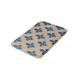 Fleur de Lis Pattern, Royal French Blue op Crème Badmat