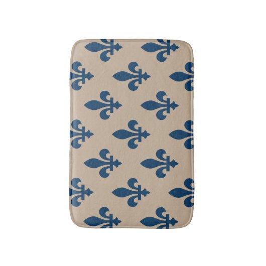 Fleur de Lis Pattern, Royal French Blue op Crème Badmat (Voorkant Verticaal)
