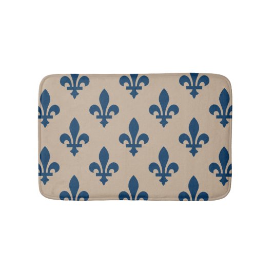 Fleur de Lis Pattern, Royal French Blue op Crème Badmat (Voorkant)