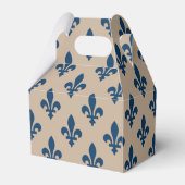 Fleur de Lis Pattern, Royal French Blue op Crème Bedankdoosjes (Achterkant)