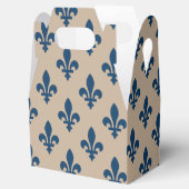 Fleur de Lis Pattern, Royal French Blue op Crème Bedankdoosjes (Geopend)