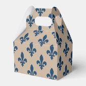 Fleur de Lis Pattern, Royal French Blue op Crème Bedankdoosjes (Voorkant Zijde)