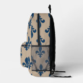 Fleur de Lis Pattern, Royal French Blue op Crème Bedrukte Rugzak (Rechts)