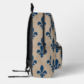 Fleur de Lis Pattern, Royal French Blue op Crème Bedrukte Rugzak (Links)