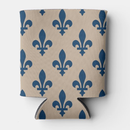 Fleur de Lis Pattern, Royal French Blue op Crème Blikjeskoeler (Voorkant)