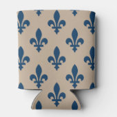 Fleur de Lis Pattern, Royal French Blue op Crème Blikjeskoeler (Achterkant)
