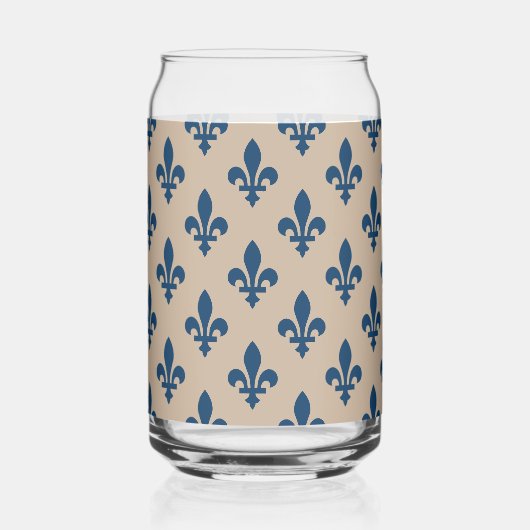 Fleur de Lis Pattern, Royal French Blue op Crème Blikvorm Glas (Voorkant)