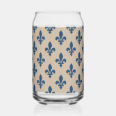 Fleur de Lis Pattern, Royal French Blue op Crème Blikvorm Glas (Achterkant)