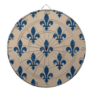 Fleur de Lis Pattern, Royal French Blue op Crème Dartbord