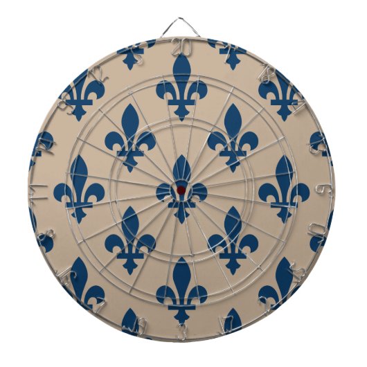 Fleur de Lis Pattern, Royal French Blue op Crème Dartbord (Voorkant)