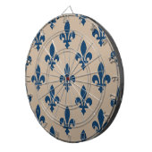 Fleur de Lis Pattern, Royal French Blue op Crème Dartbord (Voorkant Rechts)