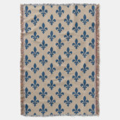 Fleur de Lis Pattern, Royal French Blue op Crème Deken (Voorkant Verticaal)