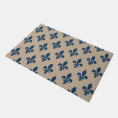 Fleur de Lis Pattern, Royal French Blue op Crème Deurmat (Schuin)