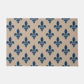 Fleur de Lis Pattern, Royal French Blue op Crème Deurmat (Voorkant)