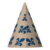 Fleur de Lis Pattern, Royal French Blue op Crème Feesthoedjes (Achterkant)