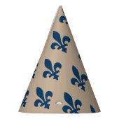 Fleur de Lis Pattern, Royal French Blue op Crème Feesthoedjes (Links)