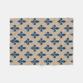 Fleur de Lis Pattern, Royal French Blue op Crème Fleece Deken (Voorkant (Horizontaal))
