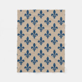 Fleur de Lis Pattern, Royal French Blue op Crème Fleece Deken (Voorkant)