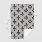 Fleur de Lis Pattern, Royal French Blue op Crème Golfhanddoek (Insitu)